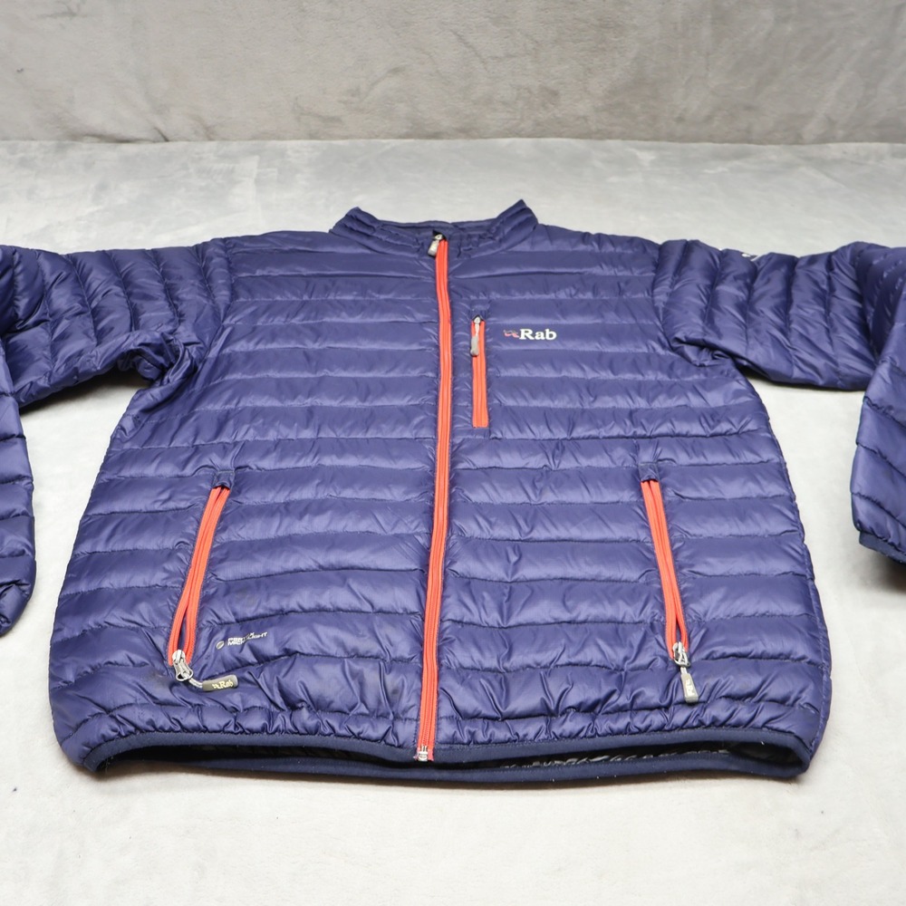Rab Microlight Down Jacket Mens Large Blue Pack Insulated Ripstop Quilted Puffer